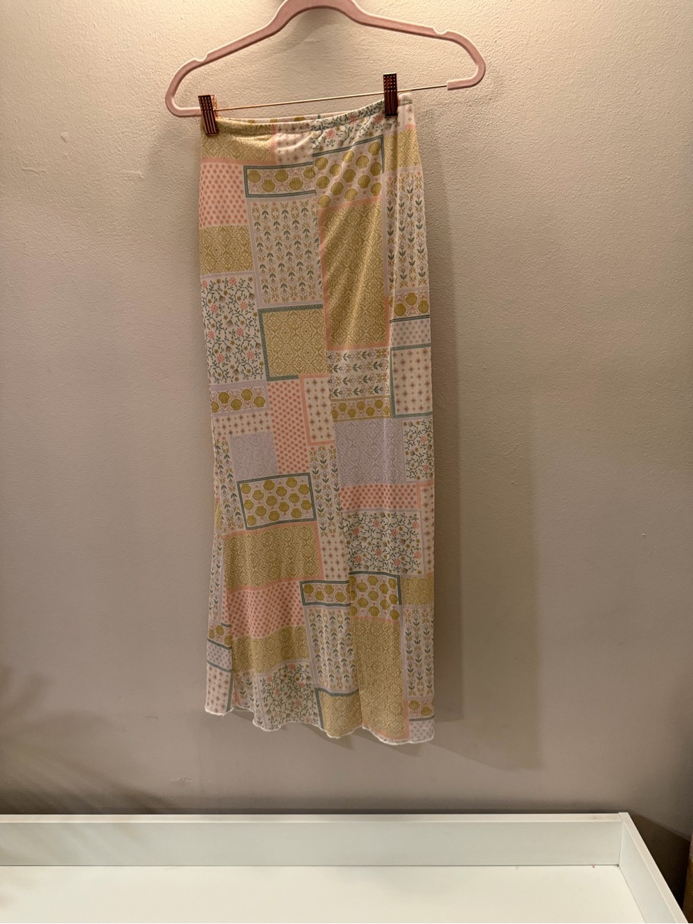 See You Monday Pastel Patchwork Maxi Skirt in Yellow & Pink